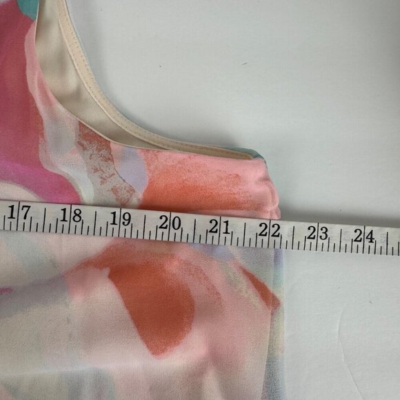 Calvin Klein Pastel Sheer Shift Dress Watercolor Women's Size 14 Spring Flowy - Picture 6 of 7